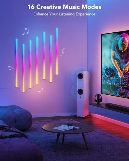 Govee Glide RGBIC Wall Lights, Music Wall Lights Works with Alexa and Google Assistant, Smart LED Light Bars for Bedroom, Living Room, Gaming Room, Party, Music Sync, 7 Panels Set (2 Sections/Panel) Govee