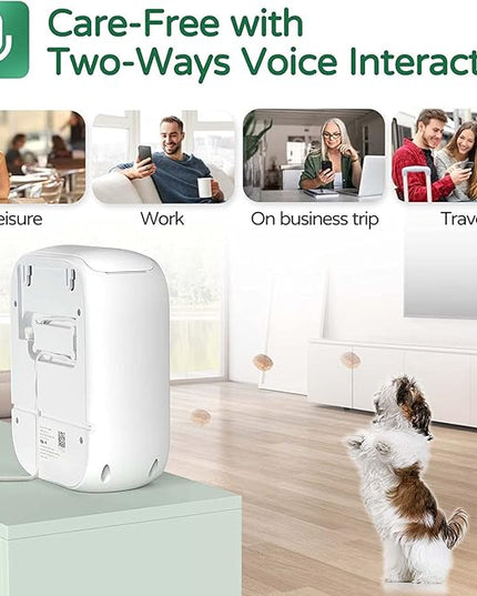 Pet Monitoring Camera Dog Treat Dispenser [New 2023 Pro] Two-Way Audio HD WiFi Dog Camera with 130° View, Remote Tossing App Compatible with Android/iOS, Night Vision, Wall Mounted CENGCEN