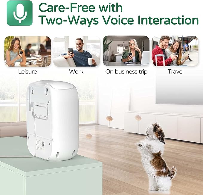 Pet Monitoring Camera Dog Treat Dispenser [New 2023 Pro] Two-Way Audio HD WiFi Dog Camera with 130° View, Remote Tossing App Compatible with Android/iOS, Night Vision, Wall Mounted CENGCEN