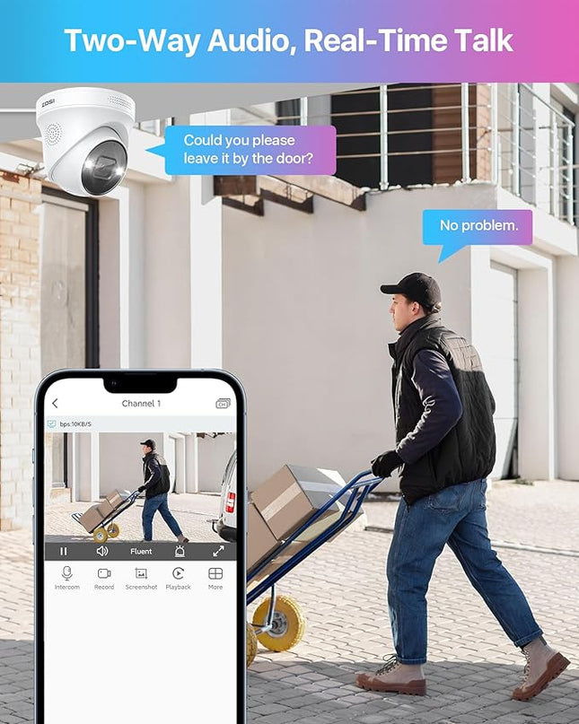 ZOSI 24CH 4K PoE Security Camera System with Face/Person/Vehicle Detection,16 Port 24CH 8MP NVR with 4TB HDD,2 Way Audio,Night Vision,16x 4K Outdoor IP Dome Cameras,Dual Disk-Backup for 24/7 Recording ZOSI