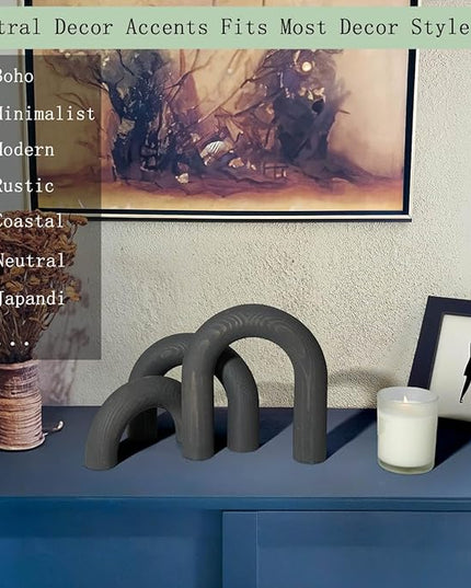 3Pcs wood arch Decor Accents - Decorative home table Arch Modern boho Minimalist Coffee table bookshelf living Room Entryway aesthetic Decorations Objects - LeafyLoom