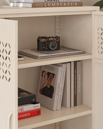 Mr. Kate Annie Short Metal 2 Door Cabinet, Parchment - LeafyLoom