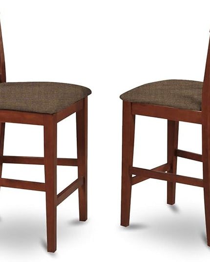 East West Furniture PUBS5-BRN-C 5 Piece Counter Height Pub Set Includes a Square Table and 4 Linen Fabric Kitchen Dining Chairs, 36x36 Inch - LeafyLoom