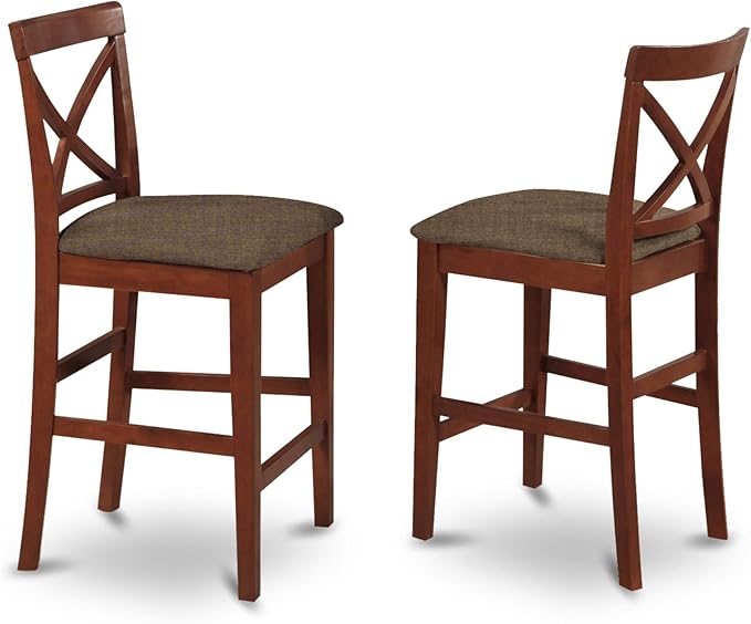 East West Furniture PUBS5-BRN-C 5 Piece Counter Height Pub Set Includes a Square Table and 4 Linen Fabric Kitchen Dining Chairs, 36x36 Inch - LeafyLoom