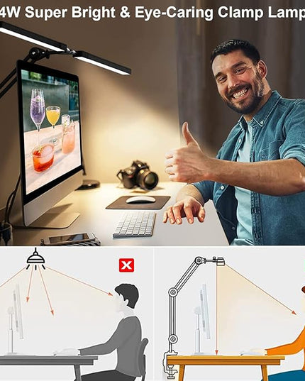 Bright 24W Clamp Desk Lamp - Adjustable Color and Brightness - Perfect for Home Office, Studio, and Reading - LeafyLoom