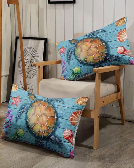 Datura home Sea Turtle Bedding Comforter Set Sea Turtle Ocean Beach Printed Pattern Bedding Set with 1 Comforter and 2 Pillowcases for Boys Bedroom All Season(Sea Turtle Full), Full 80x90inches - LeafyLoom