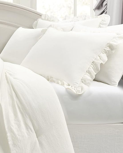 Lush Decor Reyna Ruffle Daybed Set - 6 Piece Cozy Ruffled Bedding Set - Timeless Elegance and Comfort - 68" W x 92" L, White - LeafyLoom