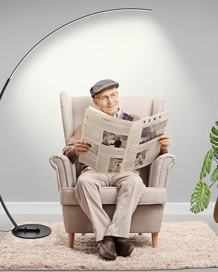 RGBW Arc Floor Lamp, Dimmable LED Floor Lamp with RGBW, Ultra Bright, Modern Standing Tall Lamp with Remote Reading Floor Lamp for Living Room Bedroom Office - LeafyLoom