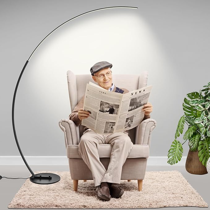Arc Floor Lamp, Dimmable LED Floor Lamp with 3 Color Temperatures, Ultra Bright, Modern Standing Tall Lamp with Remote Reading Floor Lamp for Living Room Bedroom Office - LeafyLoom