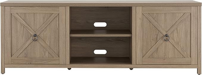 Henn&Hart Rectangular TV Stand for TV's up to 80" in Antiqued Gray Oak, TV Stands for the Living Room - LeafyLoom