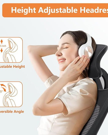 Sweetcrispy Ergonomic Office Desk Computer Chair, High Back Comfy Swivel Home Gaming Mesh Chairs with Wheels, Adjustable Lumbar Support, Headrest, Liftable 2D Arms,135° Tilt for Bedroom, Study, Black - LeafyLoom