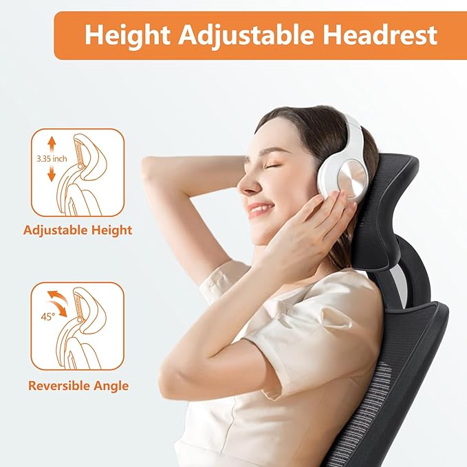 Sweetcrispy Ergonomic Office Desk Computer Chair, High Back Comfy Swivel Home Gaming Mesh Chairs with Wheels, Adjustable Lumbar Support, Headrest, Liftable 2D Arms,135° Tilt for Bedroom, Study, Black - LeafyLoom