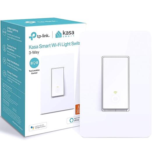 Kasa Smart 3 Way Switch HS210, Needs Neutral Wire, 2.4GHz Wi-Fi Light Switch works with Alexa and Google Home, UL Certified, No Hub Required , white KasaSmartbyTP-Link