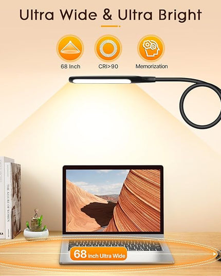 Syrinx LED Desk Lamp with Clamp, Eye-caring Desk Lamps for Home Office with Remote Control, Gooseneck Desk Light with 5 Color Flexible Adjustable Lighting, 10W Table Lamp for Study Drafting Nail - LeafyLoom