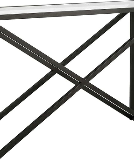 Calix 42'' Wide Rectangular Console Table in Blackened Bronze - LeafyLoom