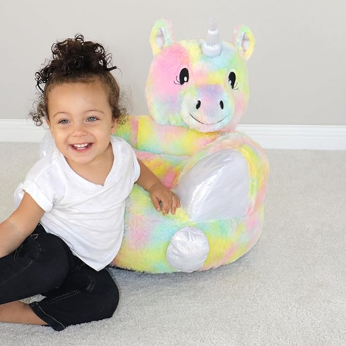 Trend Lab Rainbow Unicorn Toddler Chair Plush Character Kids Chair Comfy Furniture Pillow Chair for Boys and Girls, 21 x 19 x 19 inches - LeafyLoom