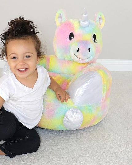 Trend Lab Rainbow Unicorn Toddler Chair Plush Character Kids Chair Comfy Furniture Pillow Chair for Boys and Girls, 21 x 19 x 19 inches - LeafyLoom