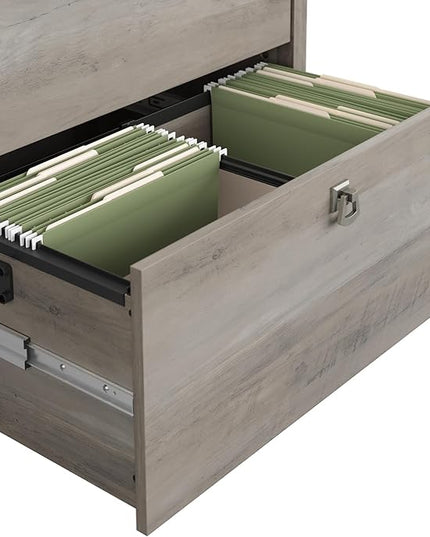 Bush Furniture Salinas 2 Drawer Lateral File Cabinet in Driftwood Gray - LeafyLoom