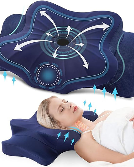 DONAMA Cervical Pillow for Neck and Shoulder,Contour Memory Foam Pillow,Ergonomic Neck Support Pillow for Side Back Stomach Sleepers with Pillowcase - LeafyLoom