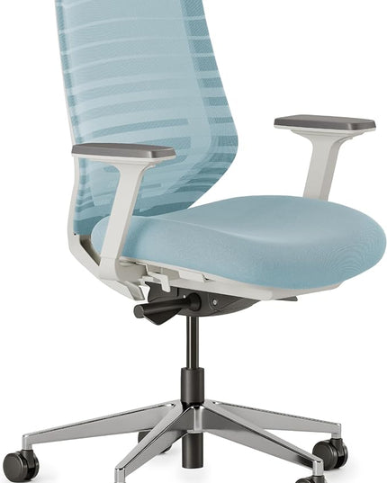Branch Ergonomic Chair - A Versatile Desk Chair with Adjustable Lumbar Support, Breathable Mesh Backrest, and Smooth Wheels - Experience Optimal Comfort and Support - Light Blue - LeafyLoom