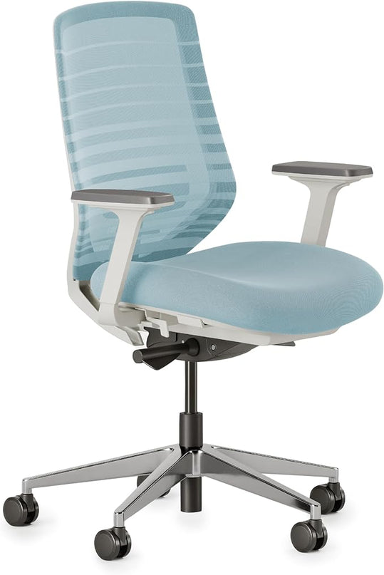 Branch Ergonomic Chair - A Versatile Desk Chair with Adjustable Lumbar Support, Breathable Mesh Backrest, and Smooth Wheels - Experience Optimal Comfort and Support - Light Blue - LeafyLoom