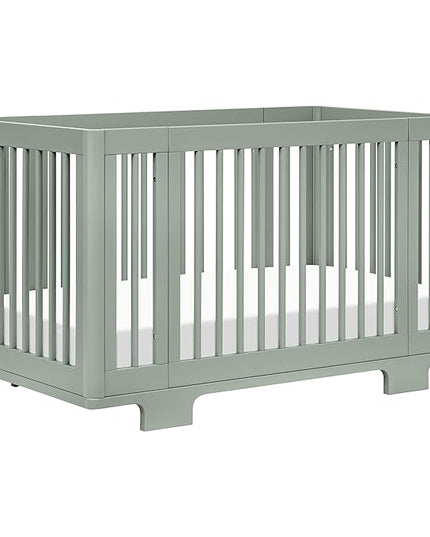 Babyletto Yuzu Convertible All-Stages Bassinet, Midi, Full-Size Crib in Light Sage, Greenguard Gold Certified, Portable & Adjustable with Conversion Kits and Pads Included - LeafyLoom