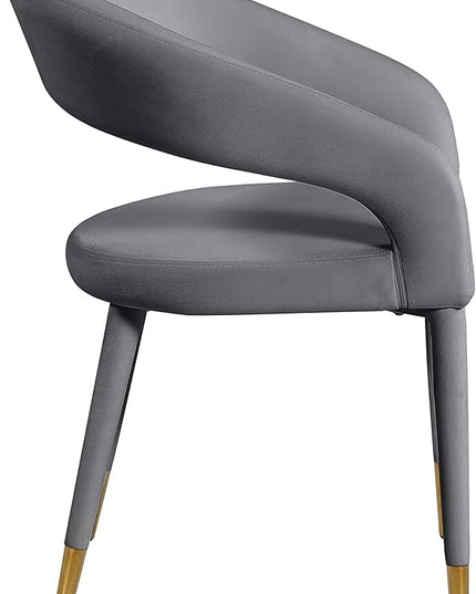 Meridian Furniture Destiny Collection Modern | Contemporary Velvet Upholstered Rounded Back Dining Chair, 23" W x 23" D x 31.5" H, Grey - LeafyLoom