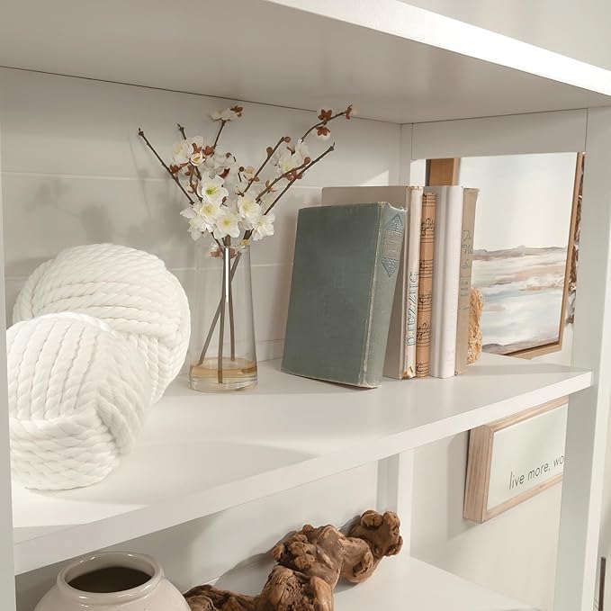 Sauder Cottage Road Library Hutch, White finish - LeafyLoom