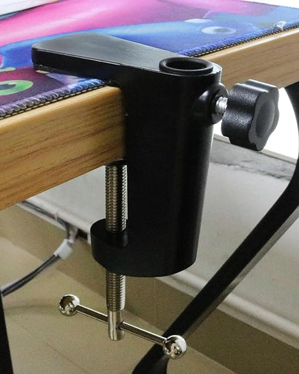 1PCS Black Aluminum Alloy Desk C-Clamp Desk Light Mounting Cantilever Bracket With Adjustable Screws for Microphone Arm and Desktop Table Lamp - LeafyLoom