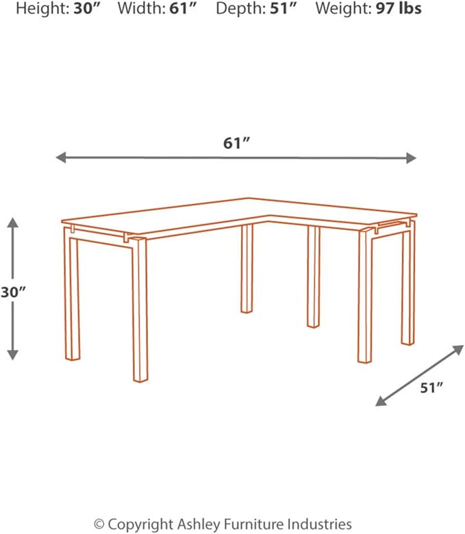 Signature Design by Ashley Baraga Contemporary Glass L-Shaped Home Office Desk, White - LeafyLoom