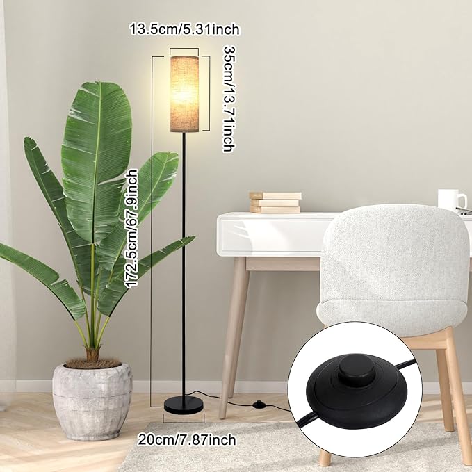 Neoglint Smart RGB Floor Lamp for Living Room Compatible with Alexa & Google Home, 68" Morden Color Changing Corner Standing Lamp, Pole Lamp with Linen Lampshade for Office, Hotel(Bulb Included) - LeafyLoom