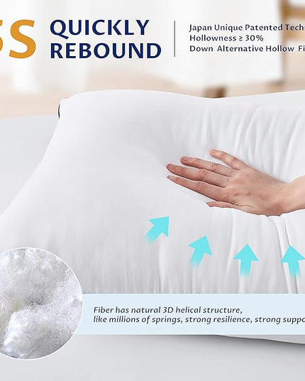 Homemate Bed Pillows for Sleeping - Queen Size(20"x28") Set of 4 Pillows Allergy Friendly Microfiber Shell Fluffy Down Alternative Filling Breathable Pillow Suitable Back Stomach or Side Sleepers - LeafyLoom