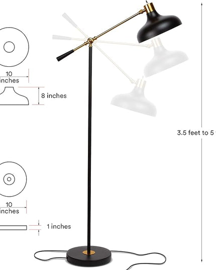 Brightech Wyatt LED Floor Lamp, Industrial Floor Lamp for Living Rooms & Offices – Charming Farmhouse Floor Lamp, Adjustable Head Standing Lamp for Bedroom Reading, Stunning Living Room Decor - LeafyLoom