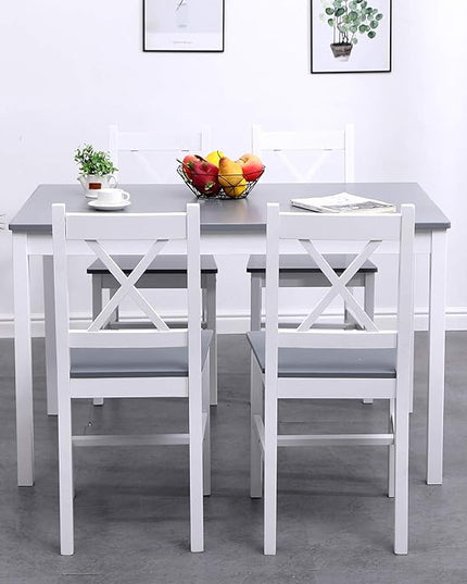 sogesfurniture 5 Piece Kitchen Dining Room Table Sets for 4, Modern Space-Saving Dining Furniture, Pastoral Rectangular Dining Table Furniture Set for Kitchen, Dining Room - LeafyLoom