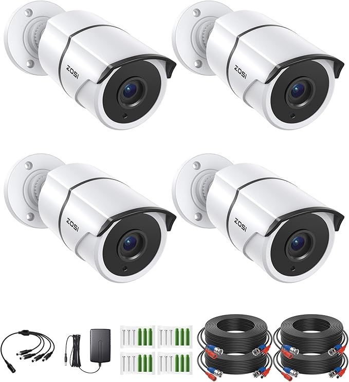 ZOSI 4PACK 1920TVL 1080P HD TVI Security Cameras 120ft Night Vision CCTV Cameras Home Security Day/Night Waterproof Camera for 720P,1080P,5MP,4K HD-TVI Analog DVR Systems ZOSI