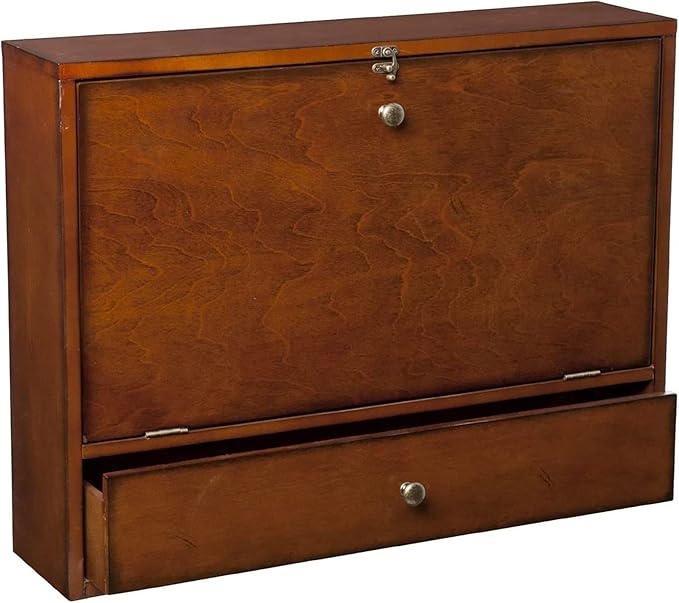 SEI Furniture Benwick Wall Mount Laptop Desk - Brown Mahogany (L x W x H): 26 x 6 x 20 inches - LeafyLoom