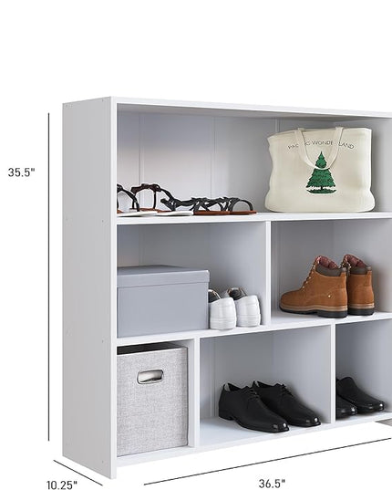 Art in Moveis Mid Century Modern Bookshelf, 6 Cube Storage Shelf - 3 Tier Retro Bookshelf CARB-Free Engineered Wood - White - LeafyLoom