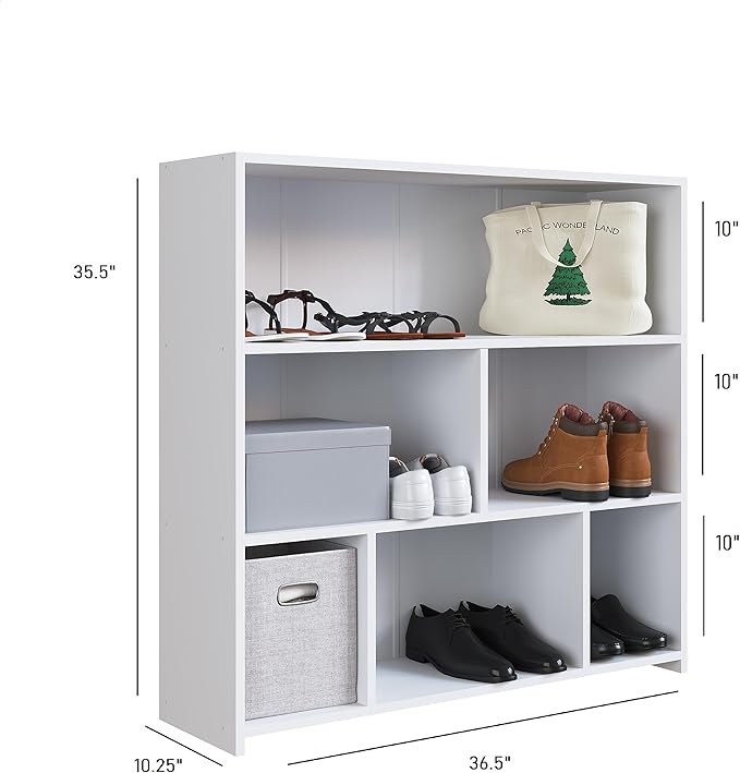 Art in Moveis Mid Century Modern Bookshelf, 6 Cube Storage Shelf - 3 Tier Retro Bookshelf CARB-Free Engineered Wood - White - LeafyLoom