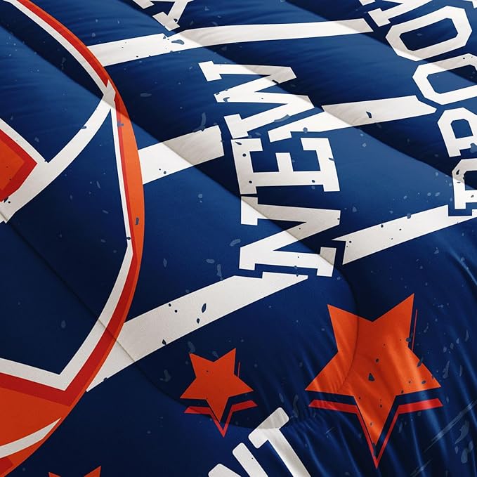 Datura home Basketball Comforter Sets for Boys Kids,Orange Blue Theme Basketball Championship American Style,Duvet 3Pcs in Quilt Sets with 1 Comforter and 2 Pillowcases(Orange Queen) - LeafyLoom