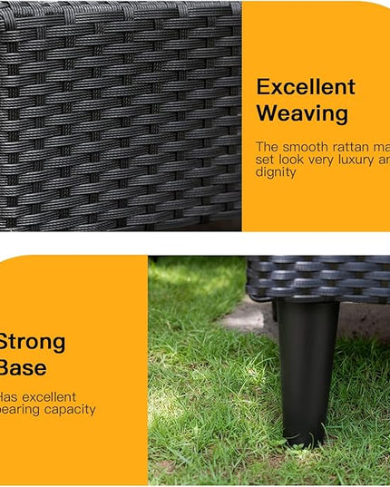 FDW Patio Furniture Sets 5 Pieces Outdoor Wicker Conversation Set Sectional Sofa Rattan Chair for Outdoor Backyard Porch Poolside Balcony Garden Furniture with Coffee Table,Red Cushion - LeafyLoom