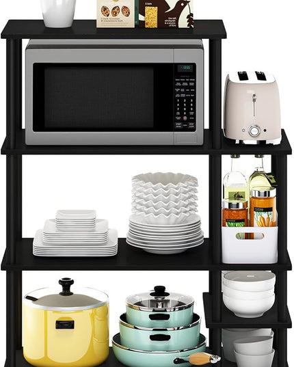 Furinno Turn-N-Tube Kitchen Shelf Cart, Americano/Black - LeafyLoom