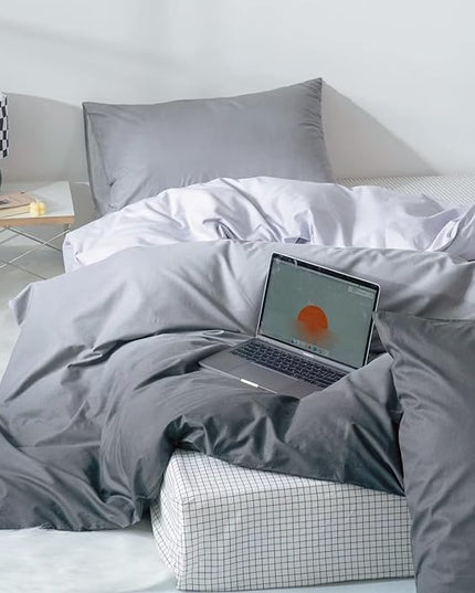 Gradient Gray Comforter Set Ombre White Gray Bedding Set King Women Aesthetic Comforter 3 PCs Gray Color Bed Comforter Set King Gradient White and Gray Comforter Set King Size - LeafyLoom