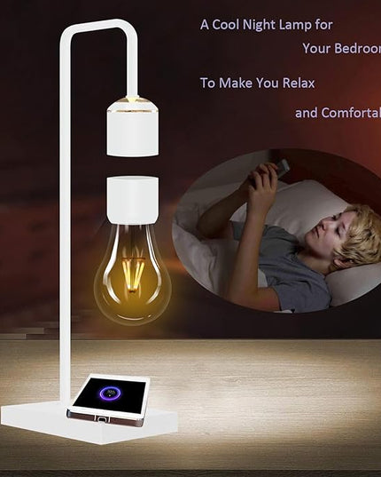 Magnetic Levitating Lamp with Phone Wireless Charging Pad 24.5" Floating White Table Lamp Nightstand Lamp Bedside Lamp White Lamp for Bedrooms & Living Room Christmas Gift Home Decoration - LeafyLoom