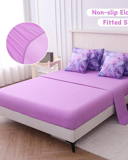 Twin Comforter Set for Girls Galaxy Bedding 7pieces, Ombre Bedding Comforter Sets Rainbow Comforter, Glitter Bedding Twin Teen Comforter Sets for Girls（Multicolor - LeafyLoom