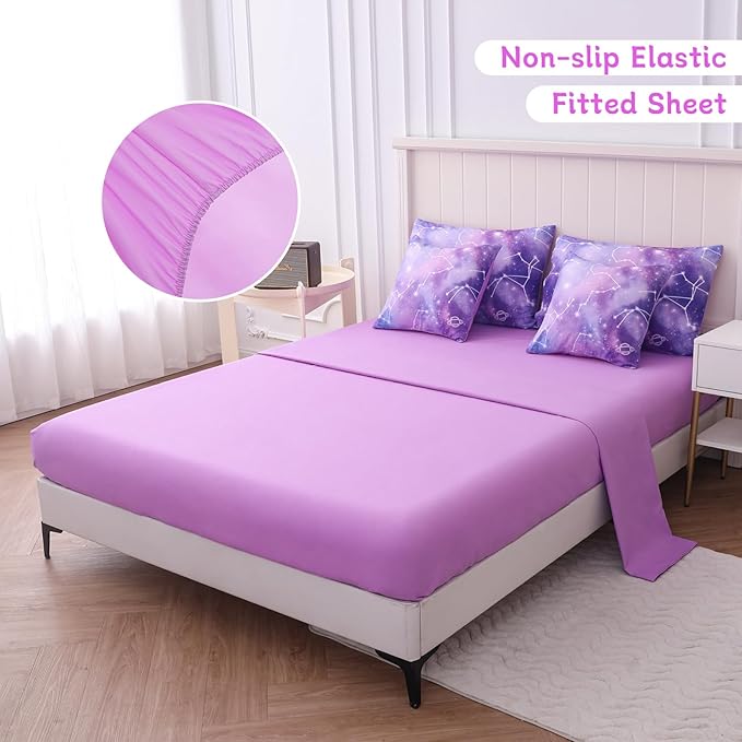 Twin Comforter Set for Girls Galaxy Bedding 7pieces, Ombre Bedding Comforter Sets Rainbow Comforter, Glitter Bedding Twin Teen Comforter Sets for Girls（Multicolor - LeafyLoom