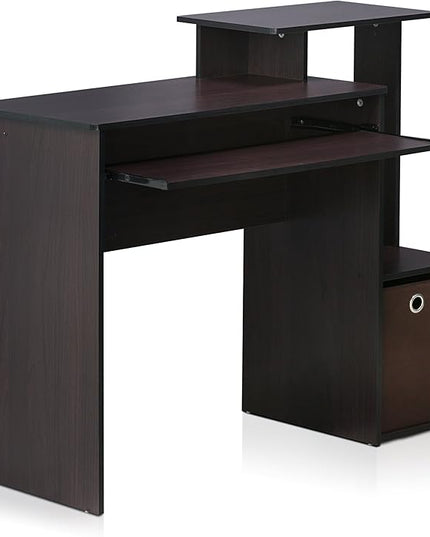 Furinno Econ Multipurpose Home Office Computer Writing Desk, regular, Dark Walnut - LeafyLoom