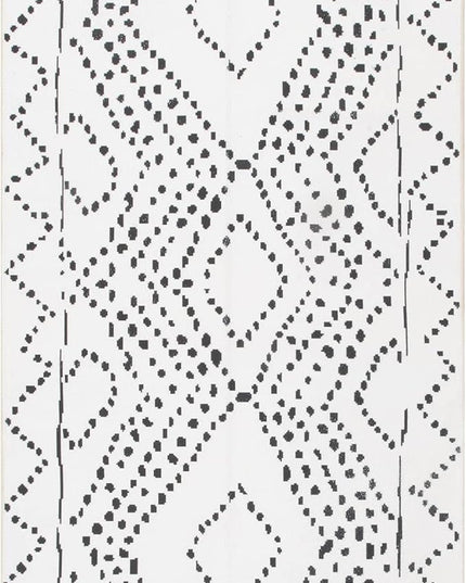 nuLOOM Mila Machine Washable Diamond Trellis Ultra Thin Runner Rug, 2' 6" x 6', White - LeafyLoom