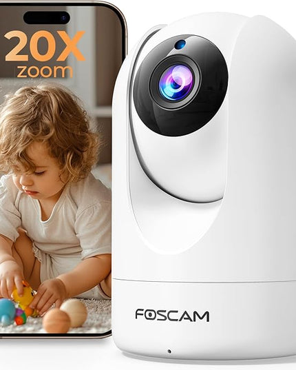 FOSCAM Home Security Camera R4S 4MP(2K) WiFi Camera, 2.4/5GHz Wireless IP Indoor Camera with AI Human Detection & Sound Detection, 33ft Night Vision, 2-Way Audio,Compatible with Alexa, White Foscam