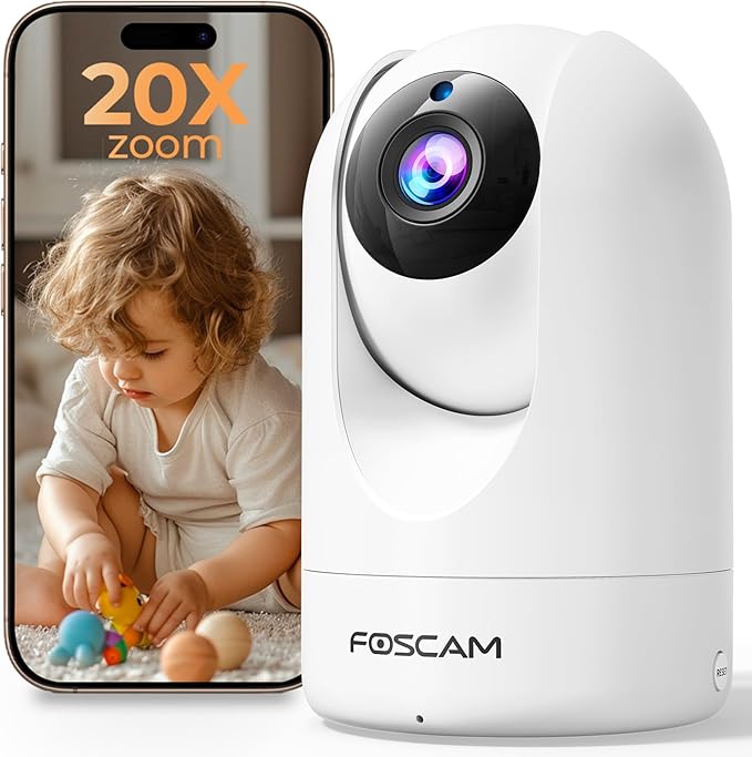 FOSCAM Home Security Camera R4S 4MP(2K) WiFi Camera, 2.4/5GHz Wireless IP Indoor Camera with AI Human Detection & Sound Detection, 33ft Night Vision, 2-Way Audio,Compatible with Alexa, White Foscam