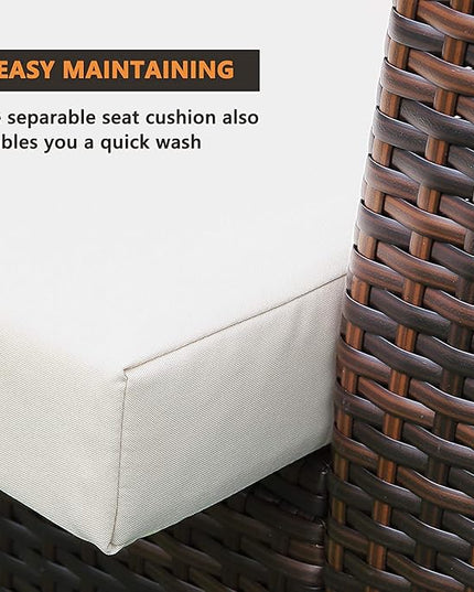 4 Piece Patio Furniture Sets, All-Weather Wicker Conversation Sets, Outdoor Rattan Sectional Sofa Chair with Cushions and Coffee Table for Balcony, Garden, Backyard, Brown - LeafyLoom